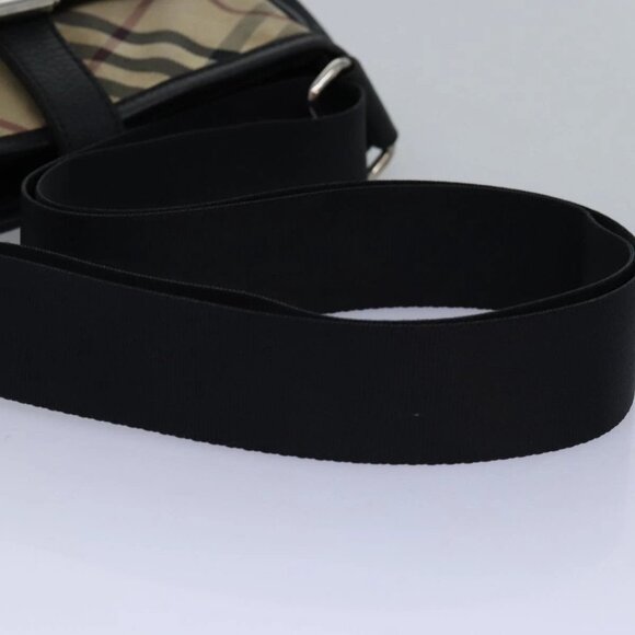 BURBERRY Nova Check Shoulder Bag Nylon Beige Black Auth - Picture 5 of 16